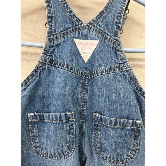 Oshkosh B’gosh 9 months Girls Vestbak Overalls Embroidered Floral Pocket Retro - Picture 4 of 4